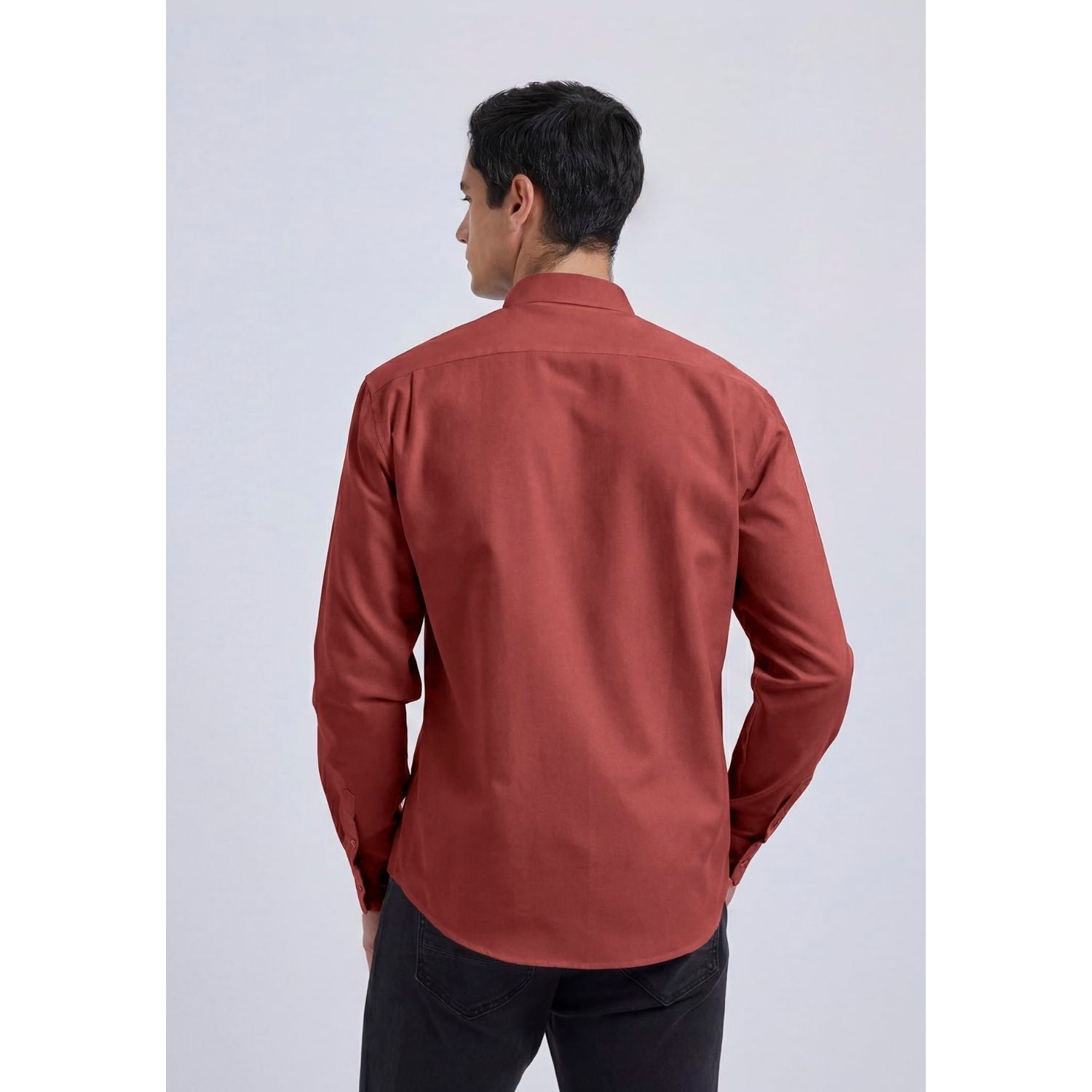 Hisdern Men's Brick Red Oxford Shirts with Chest Pocket Date Night