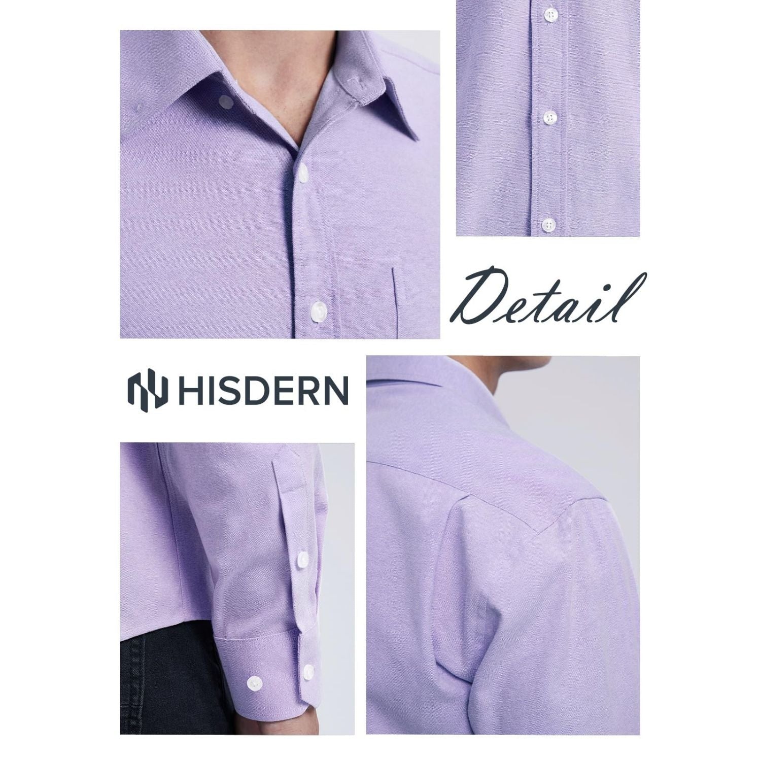 Hisdern Men's Lavender Oxford Shirts with Chest Pocket Formal Office