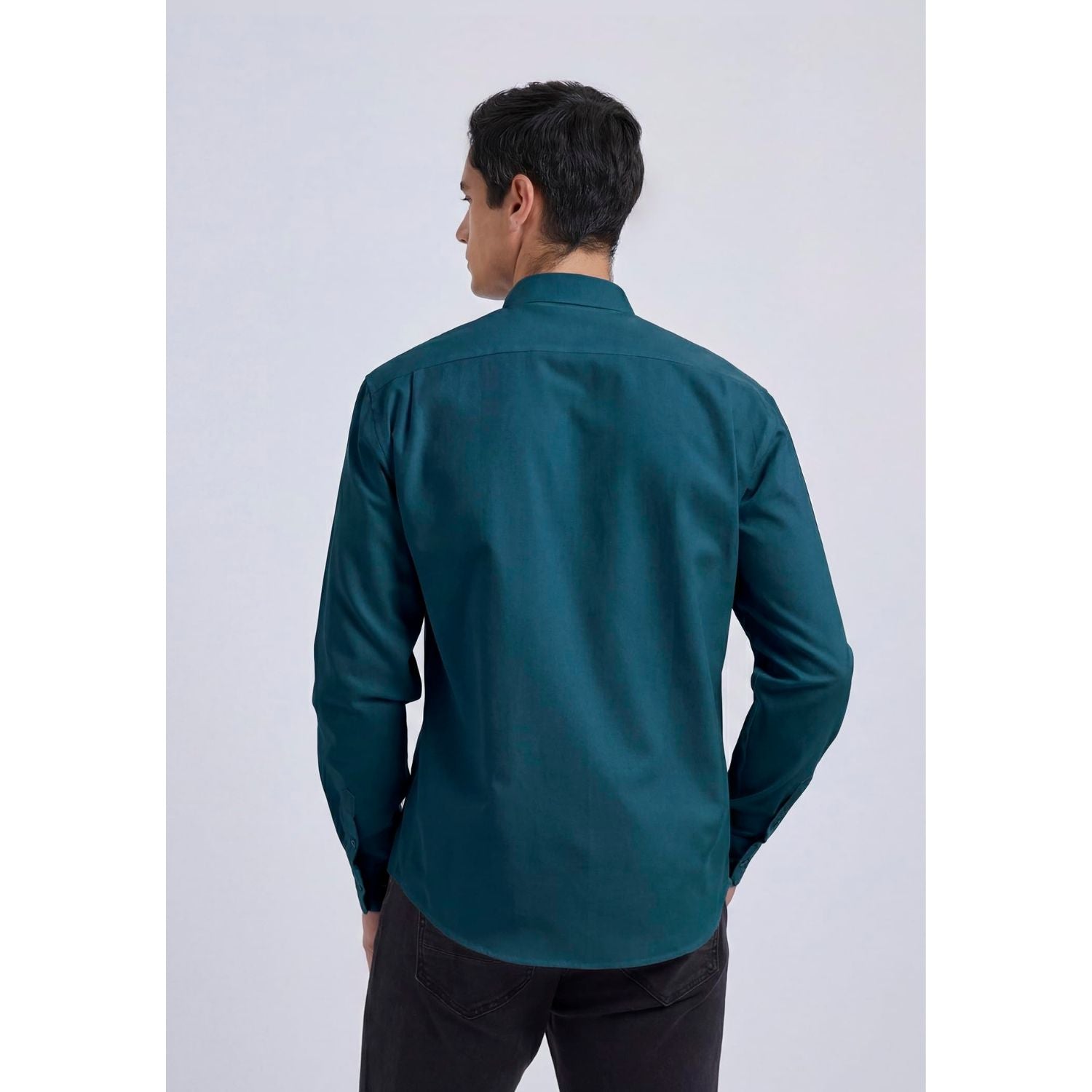 Hisdern Men's Teal Oxford Shirts with Chest Pocket Formal Office