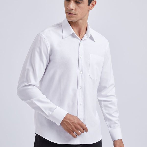 Men's Dress Shirt with Pocket - 01-WHITE