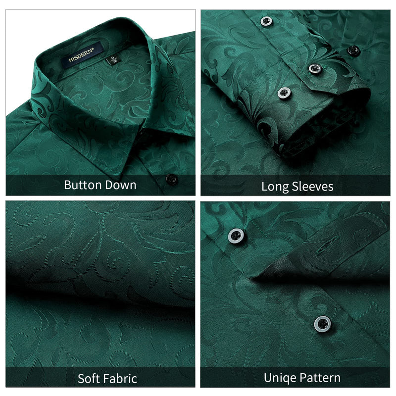 Men's Long Sleeve Shirt With Printing - GREEN-1