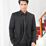 Floral Satin Dress Shirt - BLACK-2