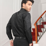 Men's Long Sleeve Shiny Shirt - BLACK2
