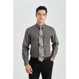 Men's Shirt with Tie Handkerchief Set - GREY