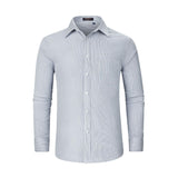 Men's Casual Long Sleeve Striped Shirt - GREY