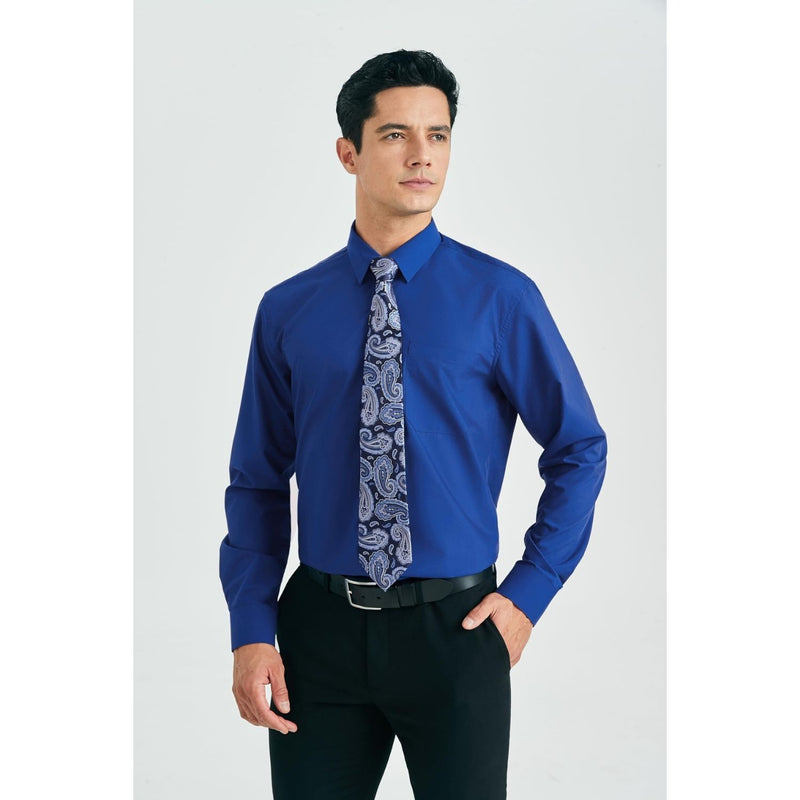 Men's Shirt with Tie Handkerchief Set - ROYAL BLUE/BLUE TIE