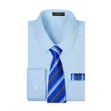 Men's Shirt with Tie Handkerchief Set - BLUE LIGHT