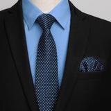 Men's Shirt with Tie Handkerchief Set - 04-NAVY