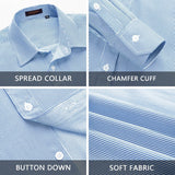 Men's Casual Long Sleeve Striped Shirt - BLUE