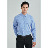 Men's Casual Long Sleeve Plaid Shirt - BLUE