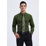 Men's Shirt with Tie Handkerchief Set - GREEN ARMY