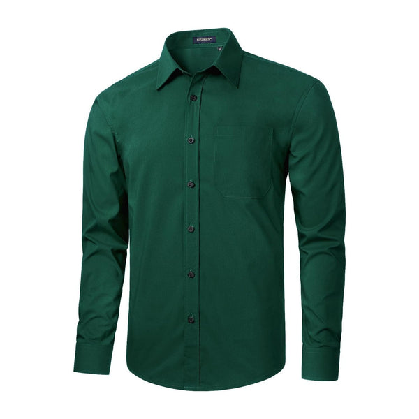 Men's Dress Shirt with Pocket - FOREST GREEN