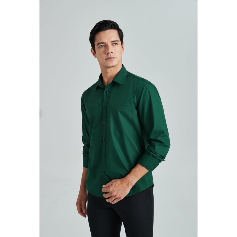 Men's Dress Shirt with Pocket - FOREST GREEN