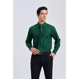 Men's Shirt with Tie Handkerchief Set - GREEN