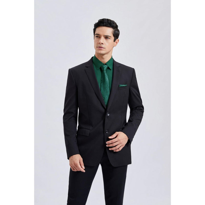 Men's Shirt with Tie Handkerchief Set - GREEN