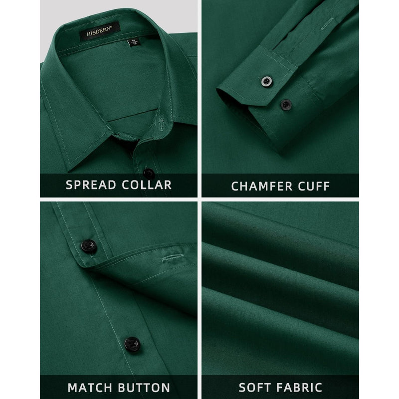 Men's Shirt with Tie Handkerchief Set - GREEN