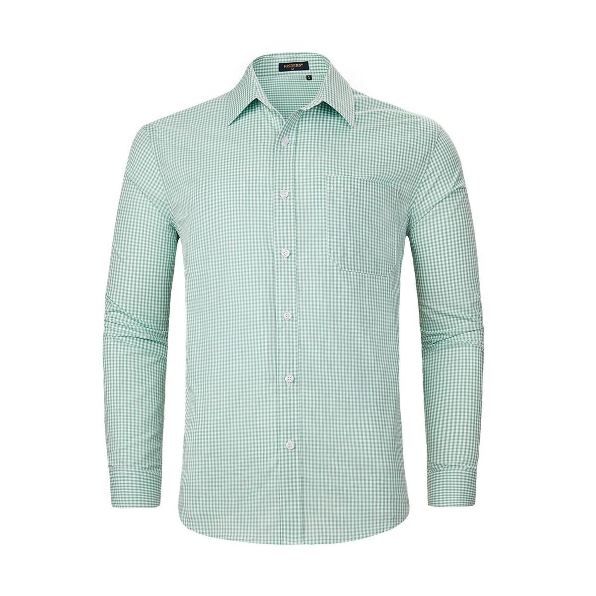 green checkered dress shirt Hisdern Men's Long Sleeve Office to Weekend Wear L Dress's Color:4#-Dark green 20-119hrsale3/13 What Color Jewelry Goes including classic black