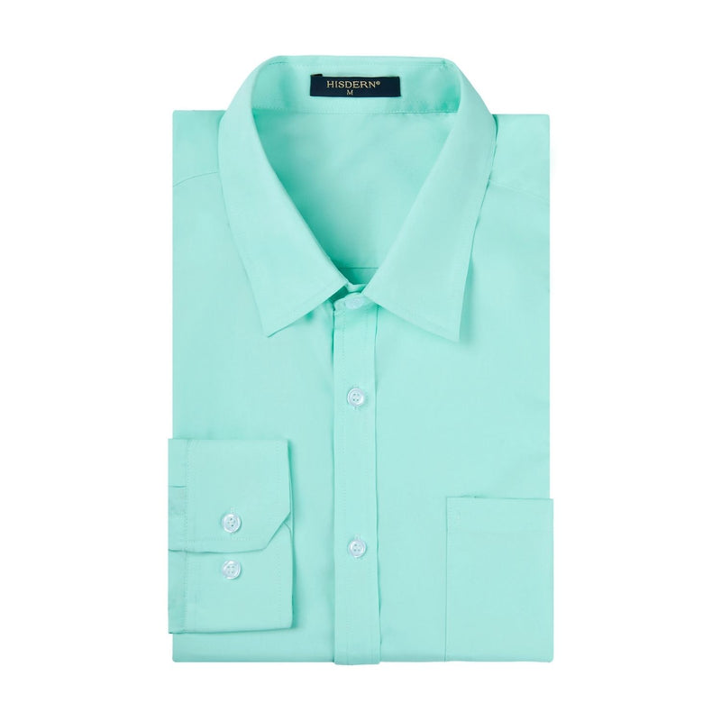 Men's Dress Shirt with Pocket - CYAN BLUE