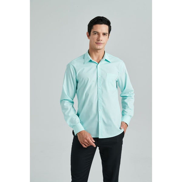 Men's Dress Shirt with Pocket - CYAN BLUE