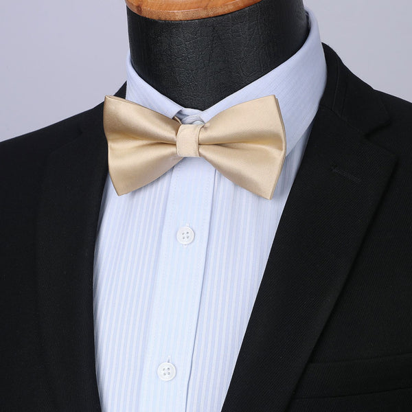 Solid Pre-Tied Bow Tie - 02-CHAMPAGNE