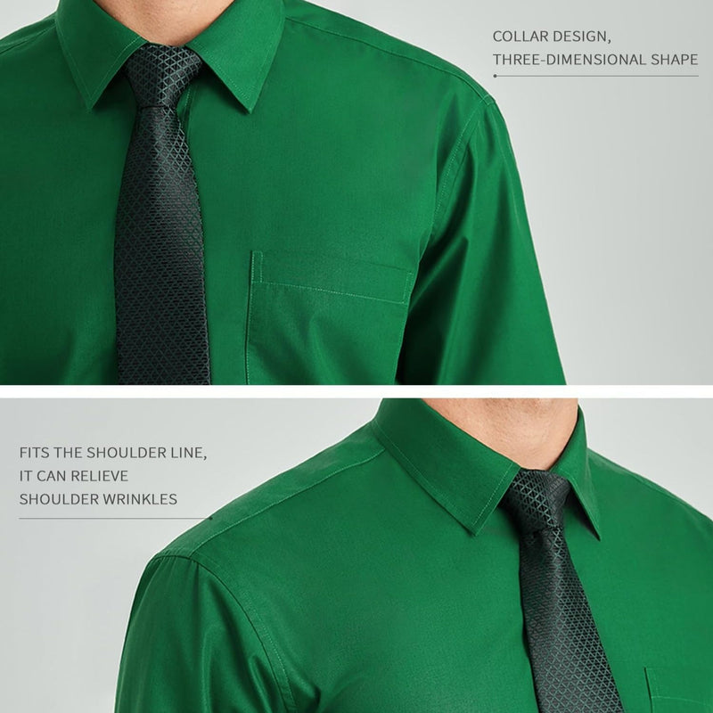 Men's Shirt with Tie Handkerchief Set - GREEN/BLACK