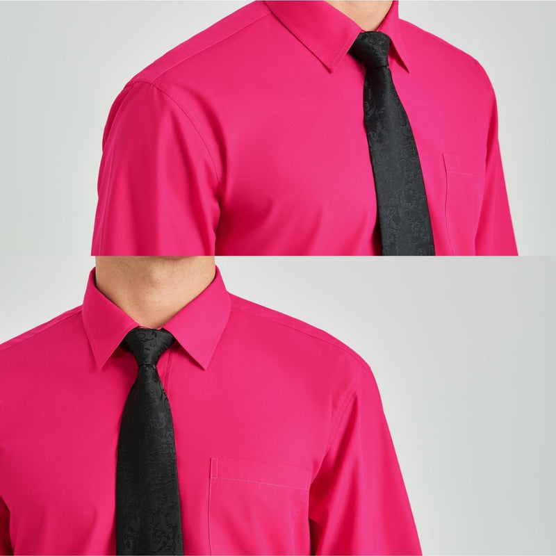 Men's Shirt with Tie Handkerchief Set - HOT PINK