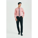 Men's Shirt with Tie Handkerchief Set - DUSTY PINK