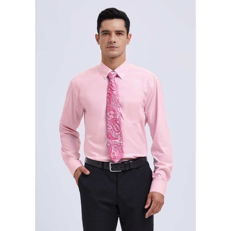 Men's Shirt with Tie Handkerchief Set - PINK