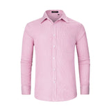 Men's Casual Long Sleeve Striped Shirt - PINK