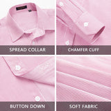 Men's Casual Long Sleeve Striped Shirt - PINK