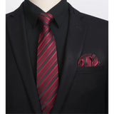 Men's Shirt with Tie Handkerchief Set - BLACK-3