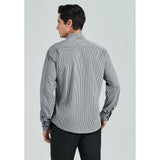 Men's Casual Long Sleeve Plaid Shirt - BLACK