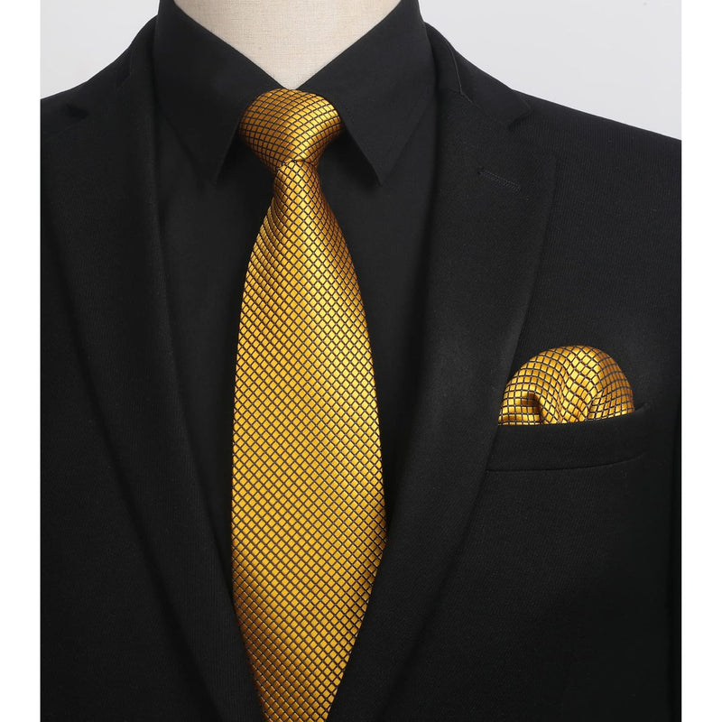 Men's Black Suit With Gold Tie Hisdern Non-iron Black Dress
