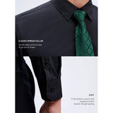 Men's Shirt with Tie Handkerchief Set - BLACK/GREEN