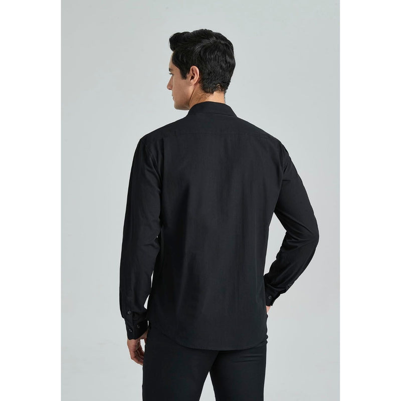 Men's Dress Shirt with Pocket - BLACK