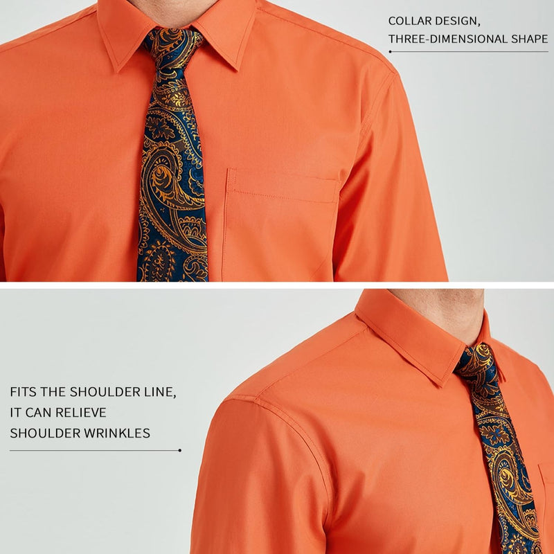 Men's Shirt with Tie Handkerchief Set - ORANGE/BLACK