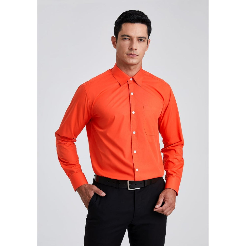 Hisdern Orange Cloud Stretch Dress Shirt for Corporate Workwear