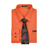 Men's Shirt with Tie Handkerchief Set - ORANGE