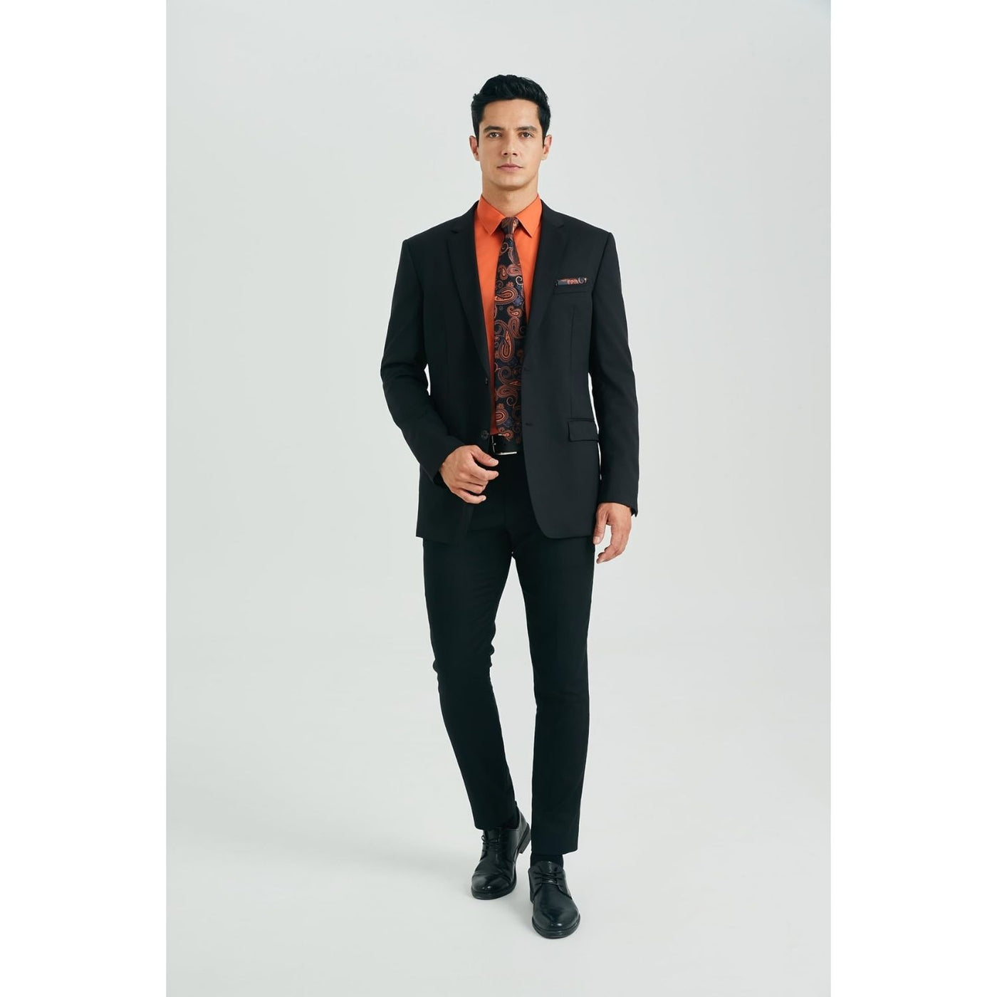 Discount black shirt orange tie Hotsell
