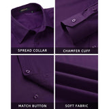 Men's Shirt with Tie Handkerchief Set - PURPLE/STRIEPD