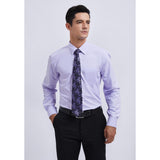 Men's Shirt with Tie Handkerchief Set - LAVENDER