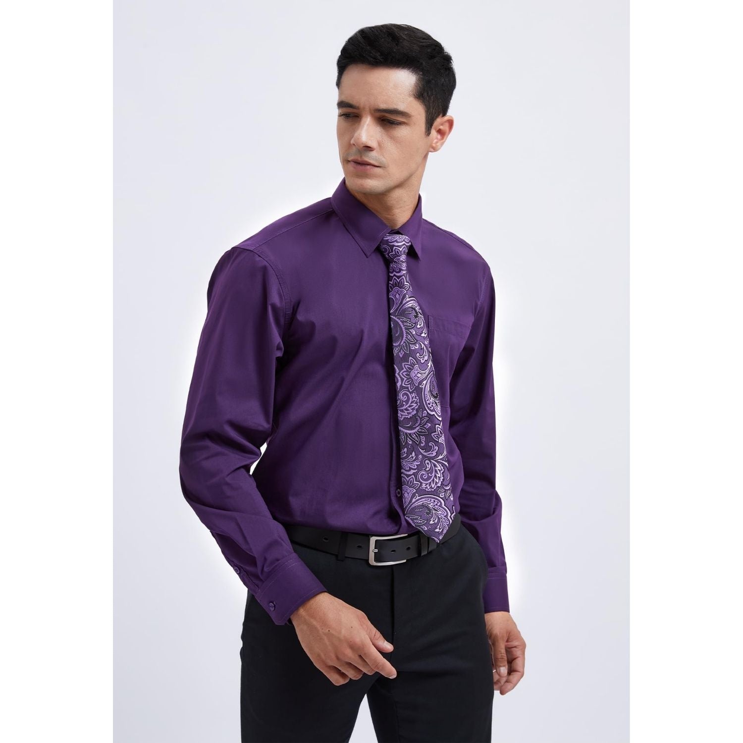mens lilac shirt and tie sets