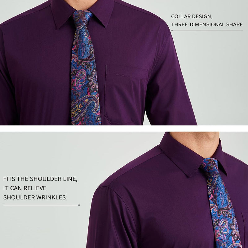 Men's Shirt with Tie Handkerchief Set - PURPLE/BLUE TIE