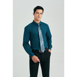 Men's Shirt with Tie Handkerchief Set - TEAL