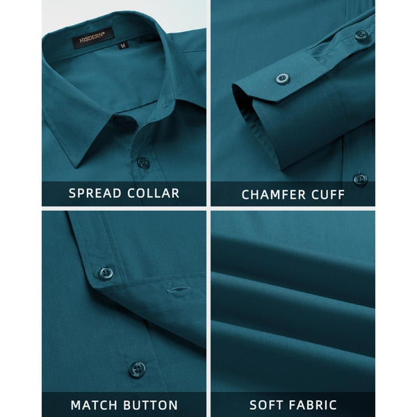 Men's Shirt with Tie Handkerchief Set - TEAL/PAISLEY