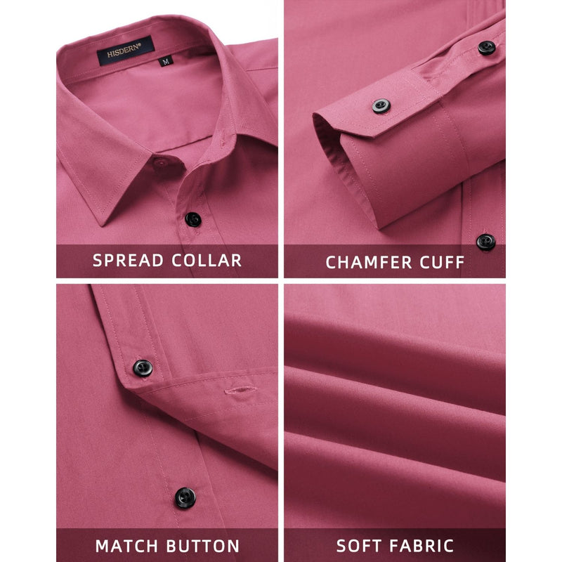 Men's Dress Shirt with Pocket - DARK PINK