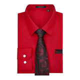 Men's Shirt with Tie Handkerchief Set - RED LIGHT