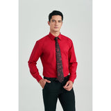 Men's Shirt with Tie Handkerchief Set - RED LIGHT