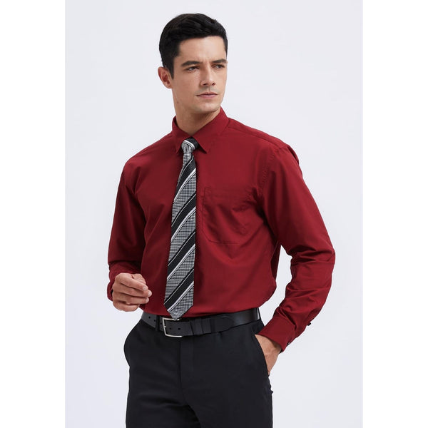 Men's Shirt with Tie Handkerchief Set - RED