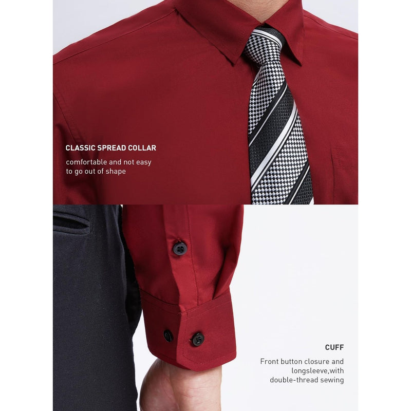 Men's Shirt with Tie Handkerchief Set - RED